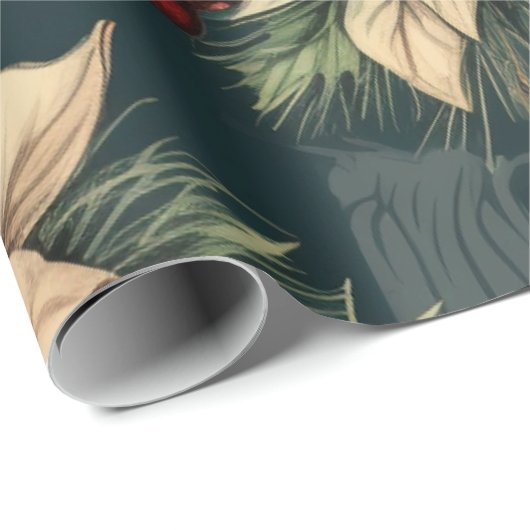 Weihnachtsdekoration Poinsettia Feiertag Geschenkpapier (Rolleneckpunkt)