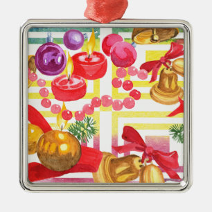 Weihnachtsdekoration Quadratischer Schmuck Ornament Aus Metall