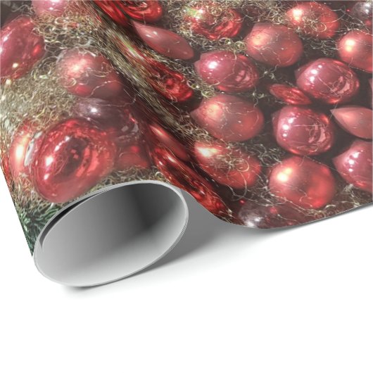 Weihnachtsdekoration Red Baubles Fir Kaleidoscopic Geschenkpapier (Rolleneckpunkt)