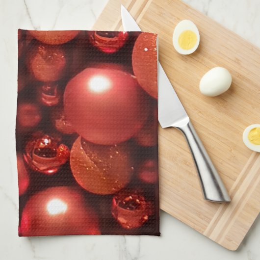 Weihnachtsdekoration Red Baubles Geschirrtuch (Viertel Falte)