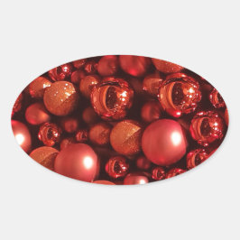 Weihnachtsdekoration Red Baubles Ovaler Aufkleber
