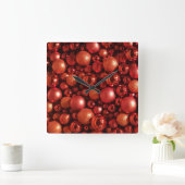 Weihnachtsdekoration Red Baubles Quadratische Wanduhr (Zuhause)