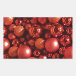 Weihnachtsdekoration Red Baubles Rechteckiger Aufkleber