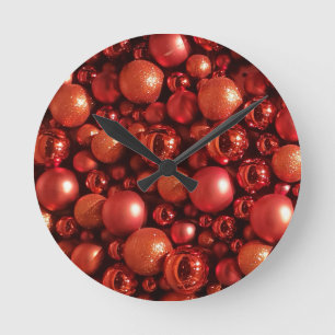 Weihnachtsdekoration Red Baubles Runde Wanduhr