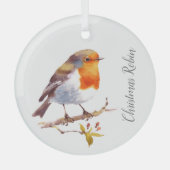 Weihnachtsdekoration - Robin Wasserfarben Ornament Aus Glas (Vorderseite)
