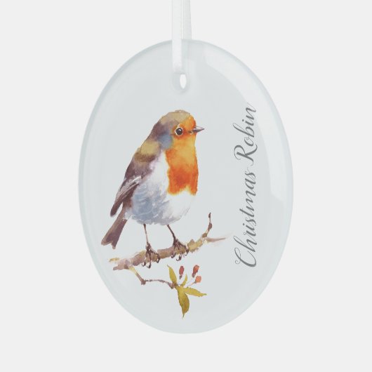 Weihnachtsdekoration - Robin Wasserfarben Ornament Aus Glas (Vorderseite links)