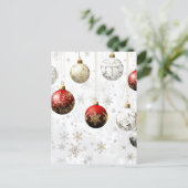 WEIHNACHTSDEKORATION ROT / GOLD #1 FEIERTAGSPOSTKARTE (Stehend Vorderseite)