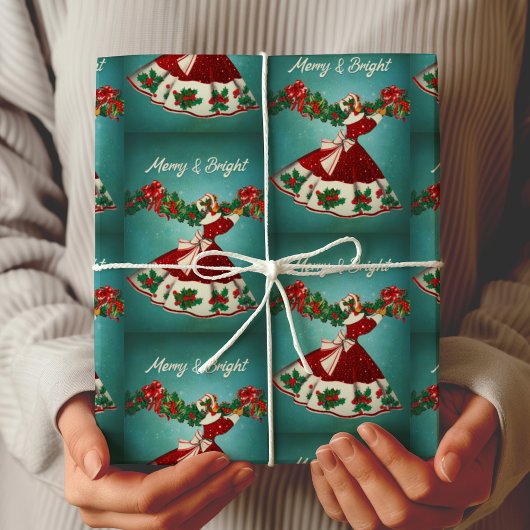 Weihnachtsdekoration Roter Glitzer Mädchen Geschenkpapier