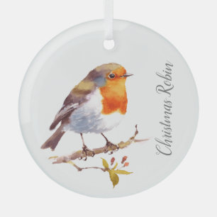 Weihnachtsdekoration - Rotkehlchen Wasserfarben Ornament Aus Glas