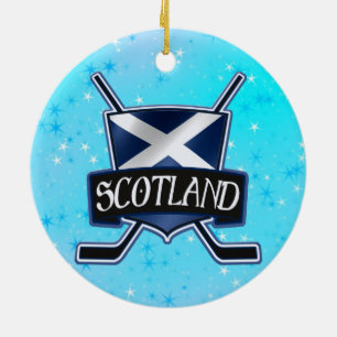 Weihnachtsdekoration Schottische Eishockey-Fahne Keramikornament