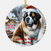 Weihnachtsdekoration St. Bernard individuell zuges Keramik Ornament (Vorne)