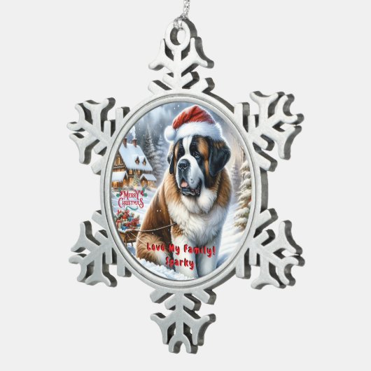 Weihnachtsdekoration St. Bernard individuell zuges Schneeflocken Zinn-Ornament (Rechts)