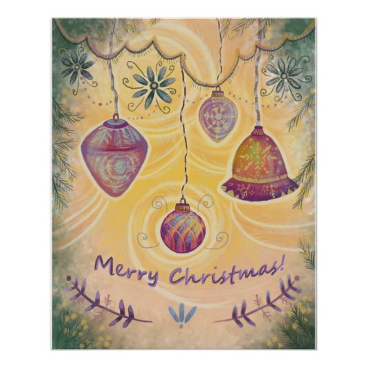 Weihnachtsdekoration und Baumposter Poster (Vorderseite)