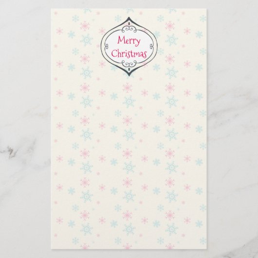 Weihnachtsdekoration und Schneeflockenmuster nach Briefpapier (Vorderseite)