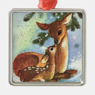 Weihnachtsdekoration von Hirsch und Fawn Tree Ornament Aus Metall