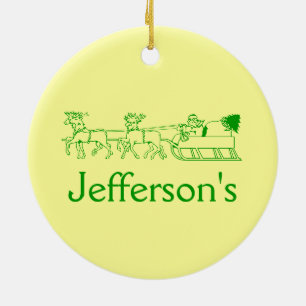 Weihnachtsdekoration - Weihnachtskranz und Schlitt Keramikornament