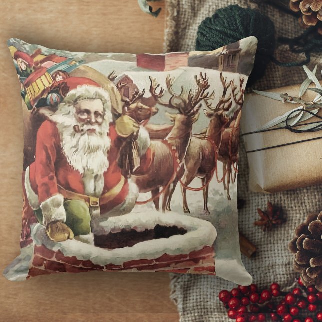 Weihnachtsdekoration Weihnachtsmann Weihnachten Kissen (Christmas pillows vintage Christmas decor Santa Claus throw pillow for living room)