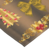 Weihnachtsdekorationen auf Bronze Tischdecke (Schrägansicht)