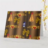 Weihnachtsdekorationen auf Bronze Weihnachten Karte (Gelbe Blume)