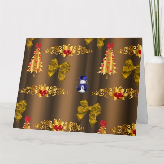 Weihnachtsdekorationen auf Bronze Weihnachten Karte (Vorderseite)