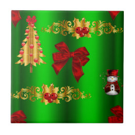 Weihnachtsdekorationen auf Grün Fliese