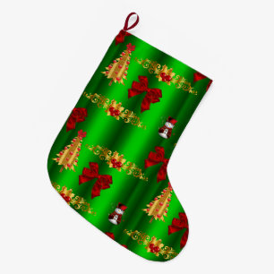Weihnachtsdekorationen auf Grün Großer Weihnachtsstrumpf