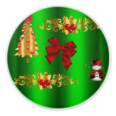 Weihnachtsdekorationen auf Grün Keramikknauf (Vorderseite)