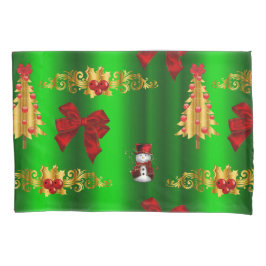 Weihnachtsdekorationen auf Grün Kissenbezug