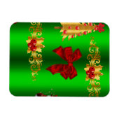 Weihnachtsdekorationen auf Grün Magnet (Horizontal)