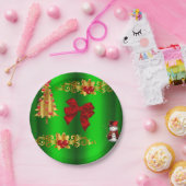 Weihnachtsdekorationen auf Grün Pappteller (Party)