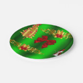 Weihnachtsdekorationen auf Grün Pappteller (Schrägansicht)