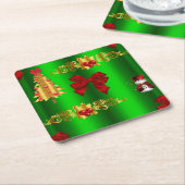 Weihnachtsdekorationen auf Grün Rechteckiger Pappuntersetzer (angewinkelt)