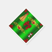 Weihnachtsdekorationen auf Grün Serviette (Ecke)