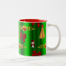 Weihnachtsdekorationen auf Grün Zweifarbige Tasse