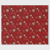 Weihnachtsdekorationen auf Rot Geschenkpapier (Flach)