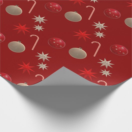 Weihnachtsdekorationen auf Rot Geschenkpapier (Ecke)