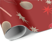 Weihnachtsdekorationen auf Rot Geschenkpapier (Rolleneckpunkt)