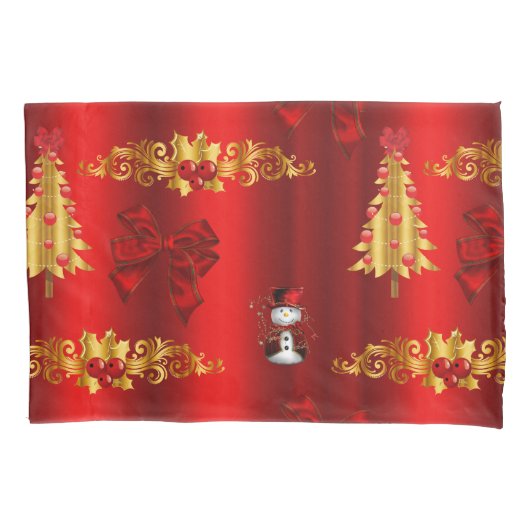 Weihnachtsdekorationen auf Rot Kissenbezug (Vorderseite)