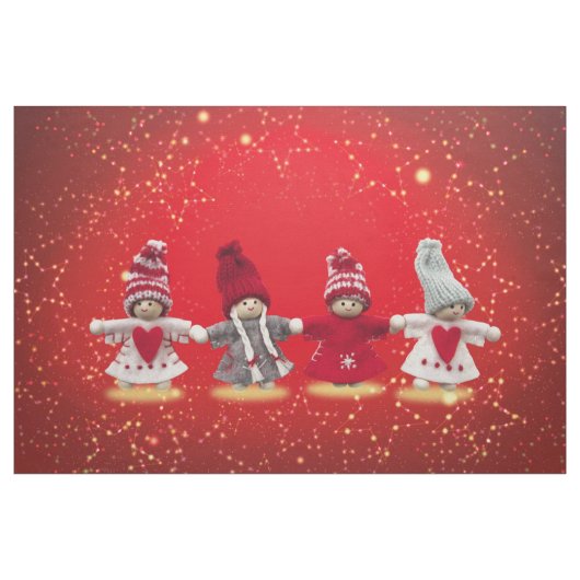 Weihnachtsdekorationen auf rotem Hintergrund Stoff (Yard (91,4 cm))