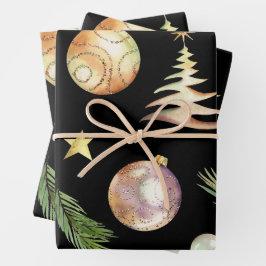 Weihnachtsdekorationen aus Gold - Flachfolien-Set  Geschenkpapier Set