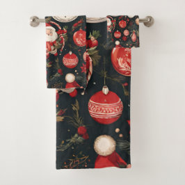 Weihnachtsdekorationen, Blätter, Blume Badhandtuch Set