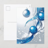 WEIHNACHTSDEKORATIONEN BLAU / WEIß #1 FEIERTAGSPOSTKARTE (Vorne/Hinten)