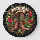 Weihnachtsdekorationen Cowboy Elements Große Wanduhr (Vorderseite)