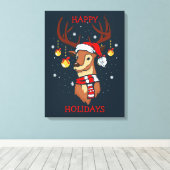 Weihnachtsdekorationen für Reinhirsche Leinwanddruck (Insitu (Holzboden))