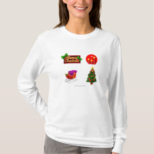 Weihnachtsdekorationen gegen weißen Hintergrund T-Shirt