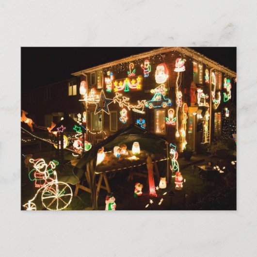 Weihnachtsdekorationen im Freien Feiertagspostkarte (Vorderseite)