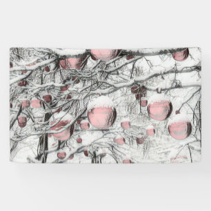 Weihnachtsdekorationen im Schnee von Bäumen Banner