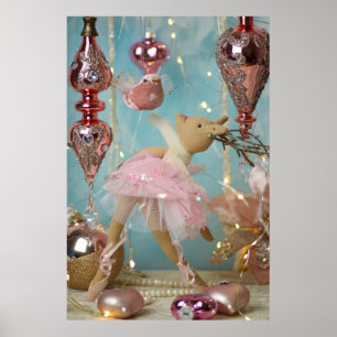 Weihnachtsdekorationen in Rosa und Gold, Hirschfig Poster