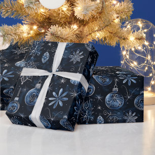 Weihnachtsdekorationen Lichter Floral Blau Weihnac Geschenkpapier