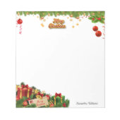 Weihnachtsdekorationen mit Rot- und Goldballen Notizblock (Vorderseite)